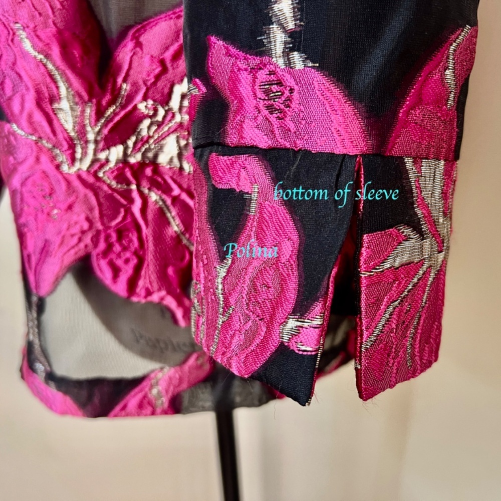 Frank Lyman Woven Metallic Sheer Organza Asymmetrical Jacket Size SP - gorgeous! - Picture 6 of 14